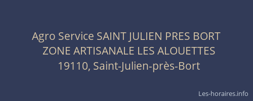 Agro Service SAINT JULIEN PRES BORT