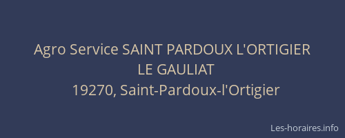 Agro Service SAINT PARDOUX L'ORTIGIER