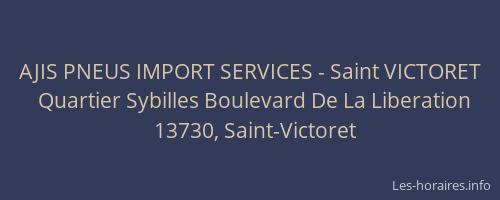 AJIS PNEUS IMPORT SERVICES - Saint VICTORET