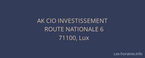 AK CIO INVESTISSEMENT