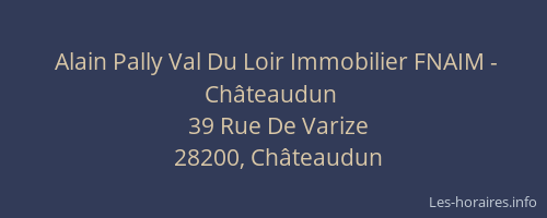 Alain Pally Val Du Loir Immobilier FNAIM - Ch&acirc;teaudun