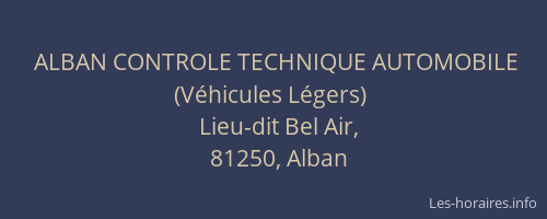 ALBAN CONTROLE TECHNIQUE AUTOMOBILE (V&eacute;hicules L&eacute;gers)