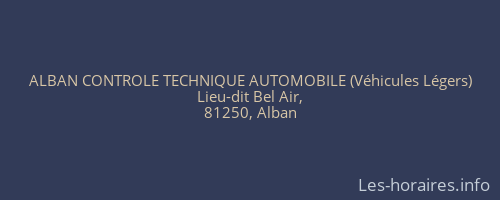 ALBAN CONTROLE TECHNIQUE AUTOMOBILE (Véhicules Légers)