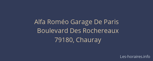 Alfa Roméo Garage De Paris