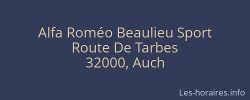 Alfa Roméo Beaulieu Sport