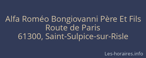 Alfa Roméo Bongiovanni Père Et Fils