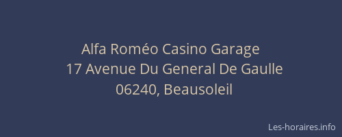 Alfa Roméo Casino Garage