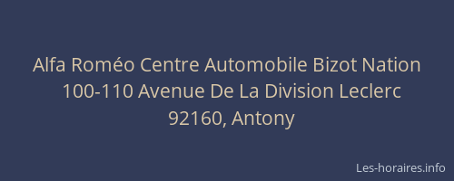 Alfa Roméo Centre Automobile Bizot Nation