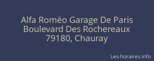 Alfa Roméo Garage De Paris