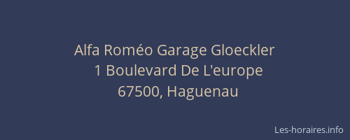 Alfa Roméo Garage Gloeckler