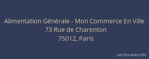 Alimentation Générale - Mon Commerce En Ville
