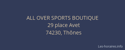 ALL OVER SPORTS BOUTIQUE