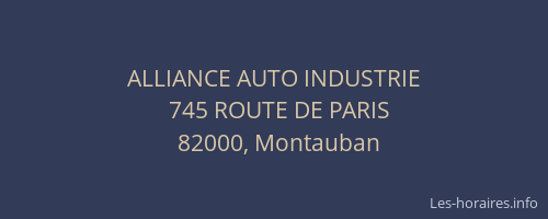 ALLIANCE AUTO INDUSTRIE