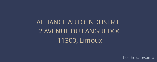 ALLIANCE AUTO INDUSTRIE