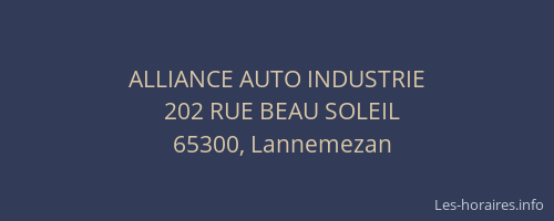ALLIANCE AUTO INDUSTRIE
