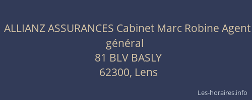 ALLIANZ ASSURANCES Cabinet Marc Robine Agent g&eacute;n&eacute;ral
