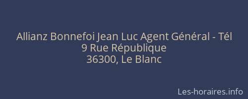Allianz Bonnefoi Jean Luc Agent Général - Tél