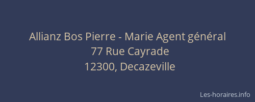 Allianz Bos Pierre - Marie Agent g&eacute;n&eacute;ral