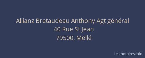 Allianz Bretaudeau Anthony Agt g&eacute;n&eacute;ral