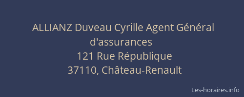 ALLIANZ Duveau Cyrille Agent G&eacute;n&eacute;ral d'assurances