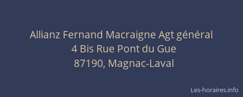 Allianz Fernand Macraigne Agt g&eacute;n&eacute;ral
