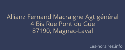Allianz Fernand Macraigne Agt général