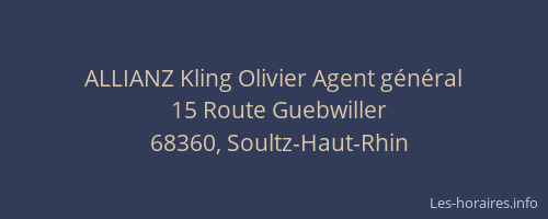 ALLIANZ Kling Olivier Agent g&eacute;n&eacute;ral