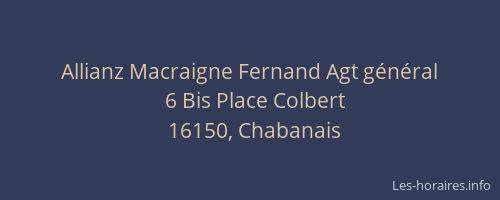 Allianz Macraigne Fernand Agt g&eacute;n&eacute;ral