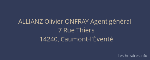 ALLIANZ Olivier ONFRAY Agent g&eacute;n&eacute;ral