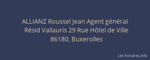 ALLIANZ Roussel Jean Agent g&eacute;n&eacute;ral