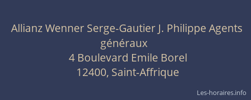 Allianz Wenner Serge-Gautier J. Philippe Agents g&eacute;n&eacute;raux