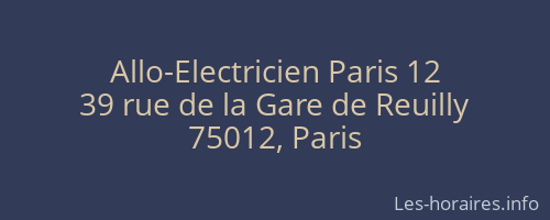 Allo-Electricien Paris 12