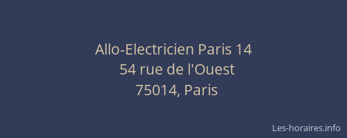 Allo-Electricien Paris 14
