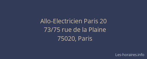 Allo-Electricien Paris 20