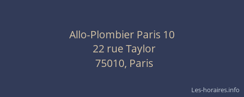 Allo-Plombier Paris 10