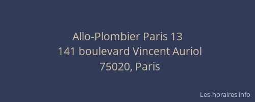 Allo-Plombier Paris 13