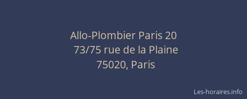 Allo-Plombier Paris 20