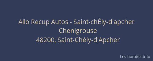 Allo Recup Autos - Saint-chÉly-d'apcher
