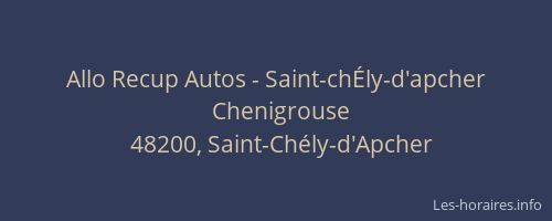 Allo Recup Autos - Saint-ch&Eacute;ly-d'apcher