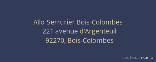Allo-Serrurier Bois-Colombes