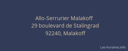 Allo-Serrurier Malakoff