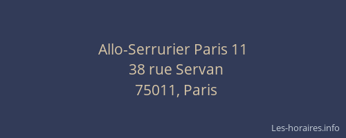 Allo-Serrurier Paris 11