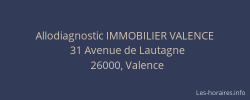 Allodiagnostic IMMOBILIER VALENCE