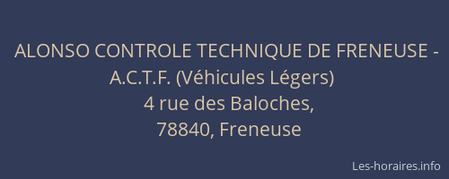 ALONSO CONTROLE TECHNIQUE DE FRENEUSE - A.C.T.F. (Véhicules Légers)