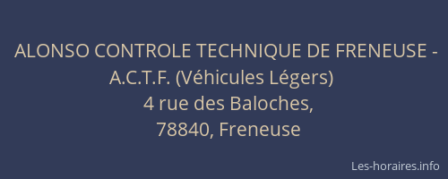 ALONSO CONTROLE TECHNIQUE DE FRENEUSE - A.C.T.F. (V&eacute;hicules L&eacute;gers)