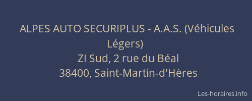 ALPES AUTO SECURIPLUS - A.A.S. (V&eacute;hicules L&eacute;gers)
