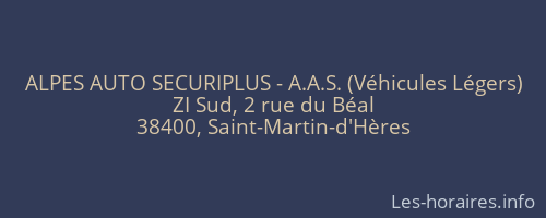 ALPES AUTO SECURIPLUS - A.A.S. (Véhicules Légers)