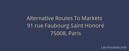 Alternative Routes To Markets