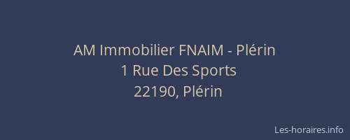 AM Immobilier FNAIM - Pl&eacute;rin