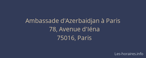 Ambassade d'Azerbaidjan à Paris